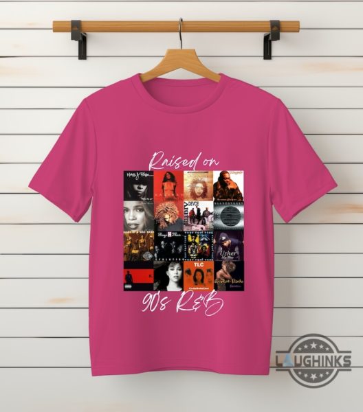 raised on 90s rnb t shirt sweatshirt hoodie vintage album cover collection shirts gift for r and b music lovers laughinks 4