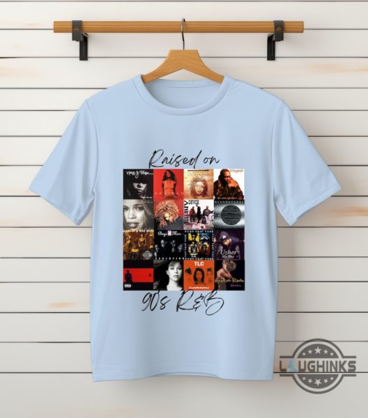 raised on 90s rnb t shirt sweatshirt hoodie vintage album cover collection shirts gift for r and b music lovers laughinks 6