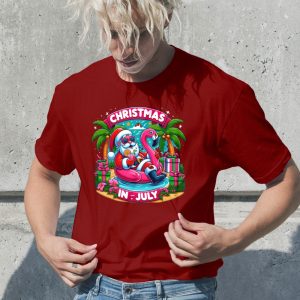christmas in july santa claus on the beach funny shirt sale near me