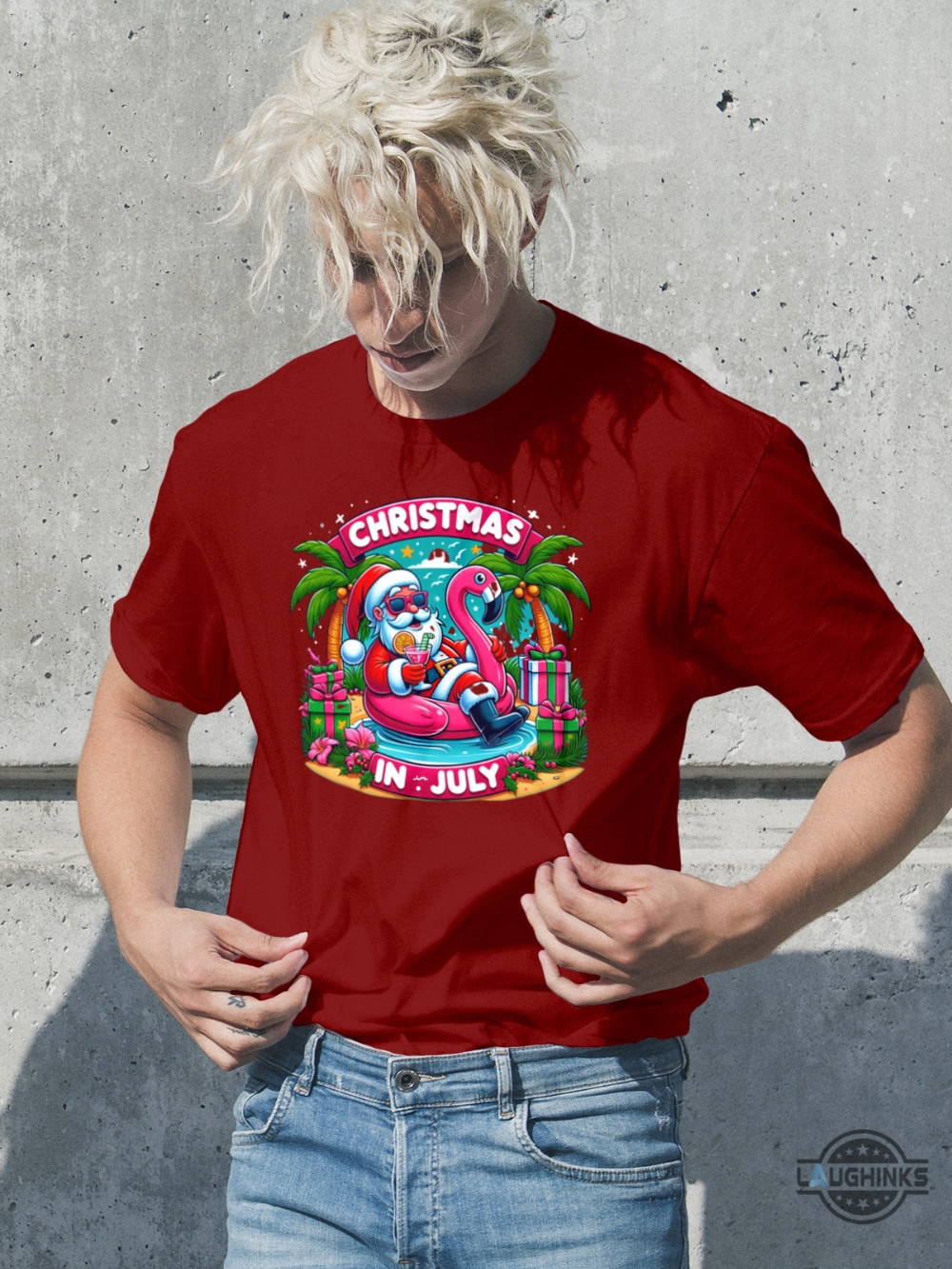 Christmas In July Santa Claus On The Beach Funny Shirt Sale Near Me