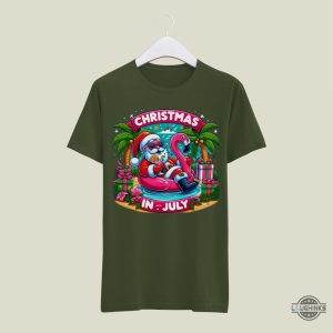 christmas in july santa claus on the beach funny shirt sale near me