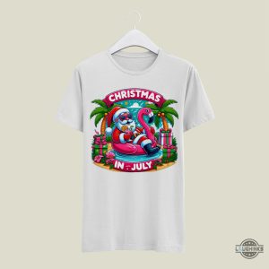 christmas in july santa claus on the beach funny shirt sale near me