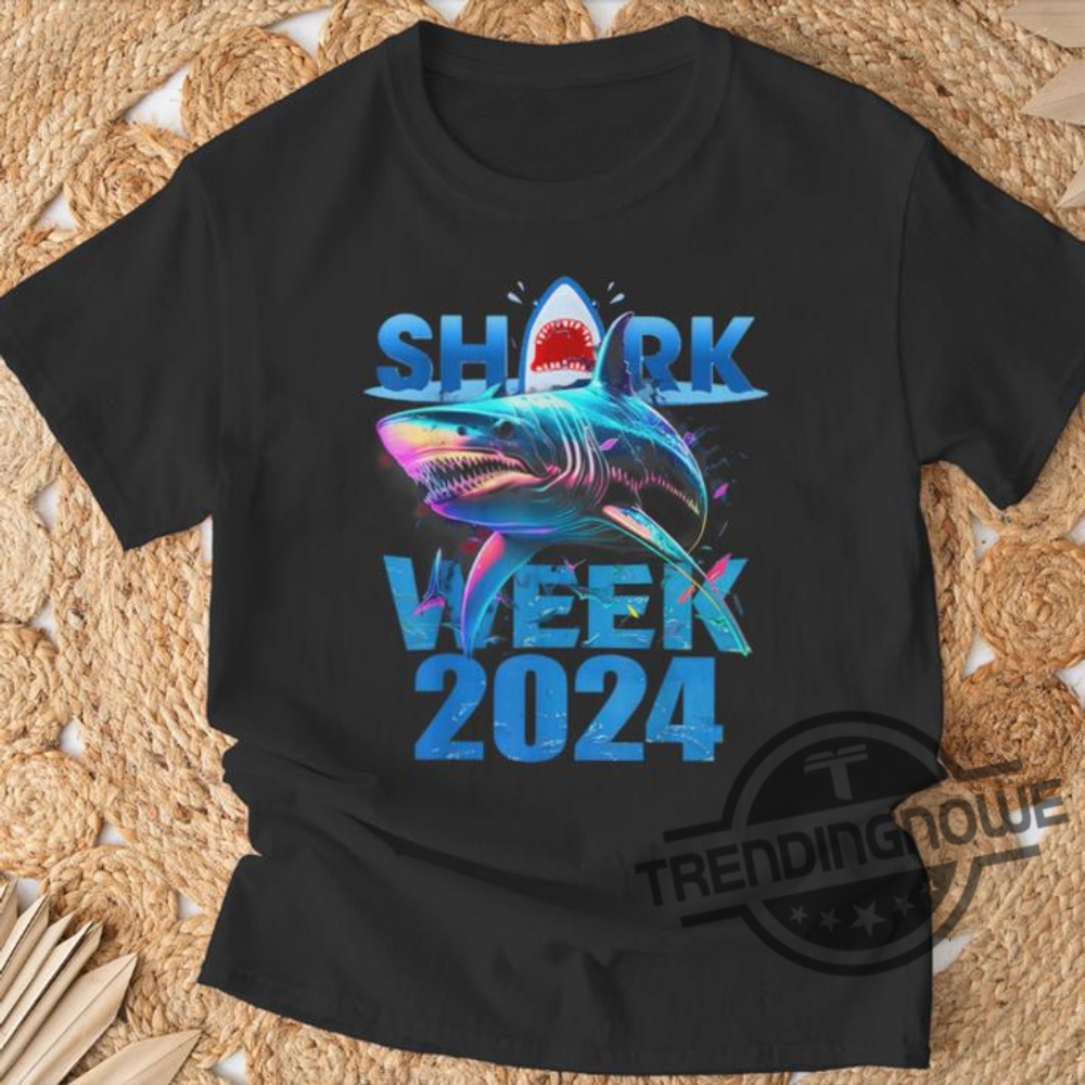 Shark Week 2024 Shirt Shark Fin 2024 Week Passion For Shark Lover Ocean Wildlife Shirt