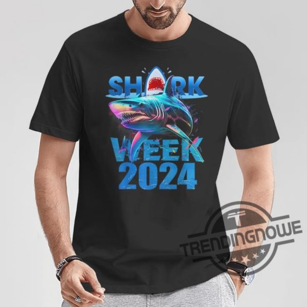 Shark Week 2024 Shirt Shark Fin 2024 Week Passion For Shark Lover Ocean Wildlife Shirt trendingnowe 2