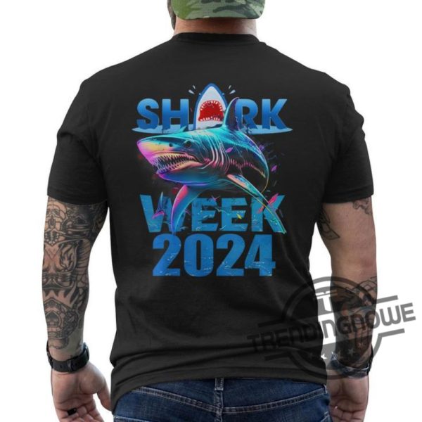 Shark Week 2024 Shirt Back Print Shark Fin 2024 Week Passion For Shark Lover Ocean Wildlife Shirt trendingnowe 3