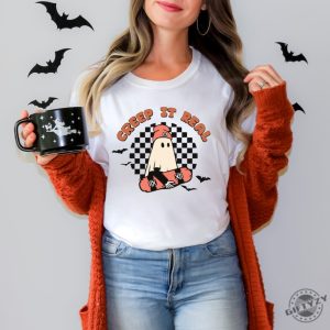 Creep It Real Vintage Ghost Halloween Retro Fall Shirt giftyzy 3