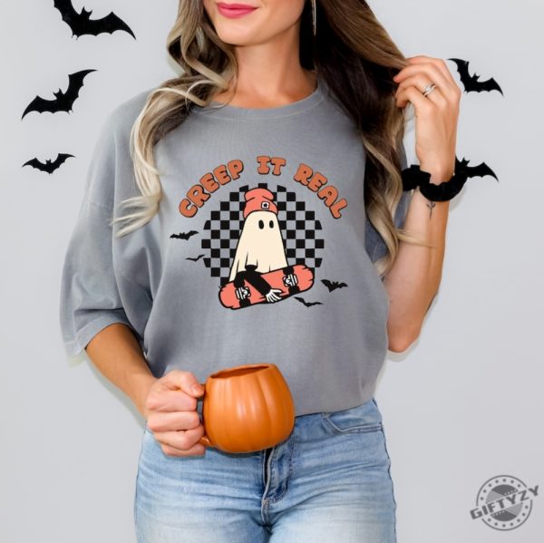 Creep It Real Vintage Ghost Halloween Retro Fall Shirt giftyzy 4