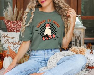 Creep It Real Vintage Ghost Halloween Retro Fall Shirt giftyzy 5