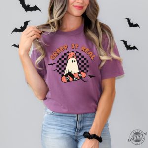 Creep It Real Vintage Ghost Halloween Retro Fall Shirt giftyzy 8