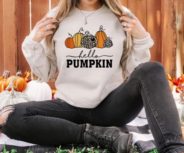 Hello Pumpkin Cute Thanksgiving Gift Halloween Sweatshirts For Women Fall Tshirt Autumn Shirt giftyzy 1