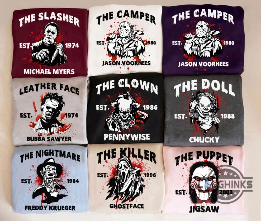 Popular Horror Halloween Characters T Shirt Sweatshirt Hoodie Jason Voorhees Michael Myers Pennywise Chucky Freddy Ghostface Party Shirts