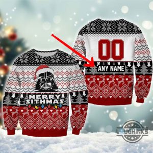personalized star wars ugly christmas sweater custom name merry sithmas santa claus artificial wool sweatshirt laughinks 1