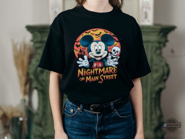 mickey mouse nightmare on main street disney halloween t shirt sweatshirt hoodie not so scary disneyland halloween costume gift laughinks 4