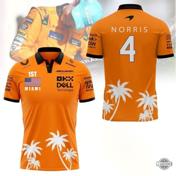 mclaren f1 lando norris 1st polo shirt number 4 orange formula one car racing lovers gift laughinks 1