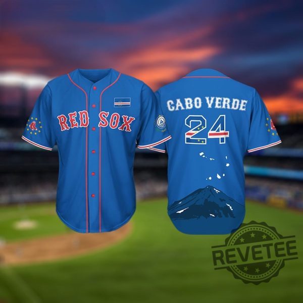 Boston Red Sox Cabo Verde Celebration Red Sox Cabo Verdean Jersey revetee 1