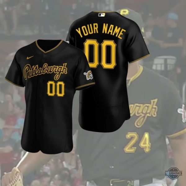 customized pittsburgh pirates new baseball jersey nike replica black and gold baseball jersey shirt mlb uniform laughinks 1