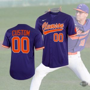 nike clemson tigers purple baseball jersey for sale custom name and number ncaa college baseball shirt uniform laughinks 1