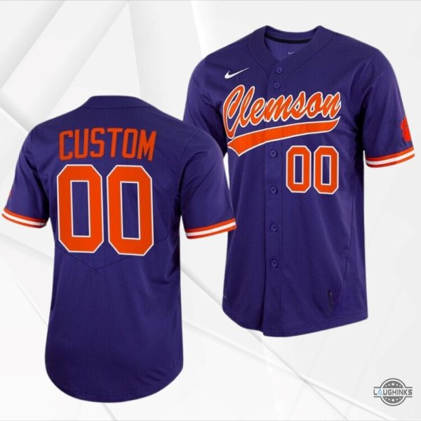 nike clemson tigers purple baseball jersey for sale custom name and number ncaa college baseball shirt uniform laughinks 2