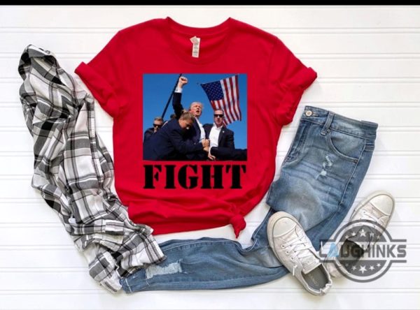 trump fight shirt donald trump shooting t shirt sweatshirt hoodie trump fist shirts 2024 laughinks 2