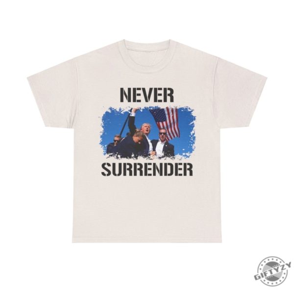 Trump Assassination Attempt Shirt Trump Shot Tshirt Never Surrender Maga 2024 Hoodie Make America Great Again Sweatshirt Trump Shirt giftyzy 2