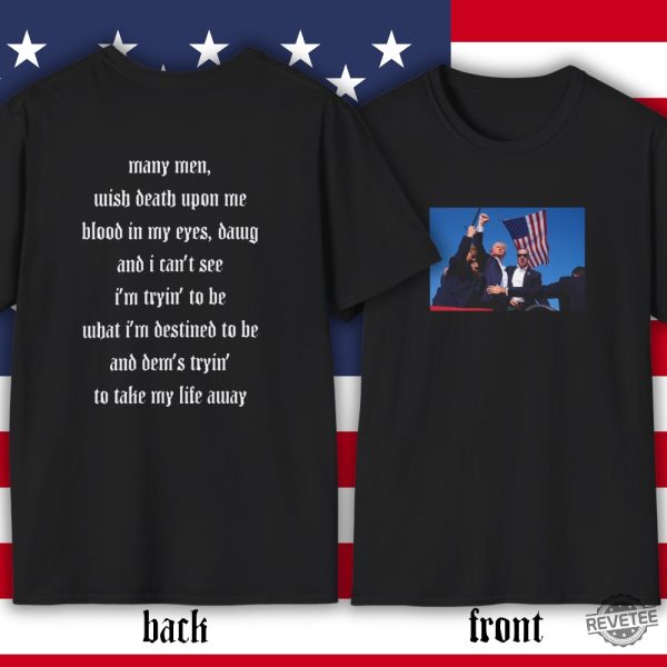 50 Cent Trump Lyrics Shirt Trump Assassination Attempt T Shirt Lyrics Donald Trump Shot Shirt Trump 2024 Usa Tee revetee 4