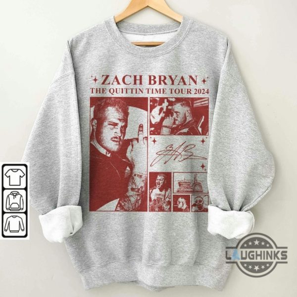 the quittin time tour 2024 zach bryan tshirt sweatshirt hoodie zach bryan concert shirts near me laughinks 2