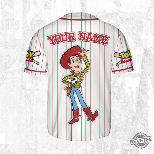 Custom Disney Toy Story Woody Baseball Jersey Sheriff Woody Buzz Lightyear Jersey Woody Jersey revetee 2