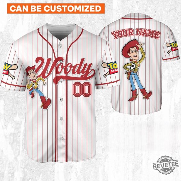 Custom Disney Toy Story Woody Baseball Jersey Sheriff Woody Buzz Lightyear Jersey Woody Jersey revetee 3