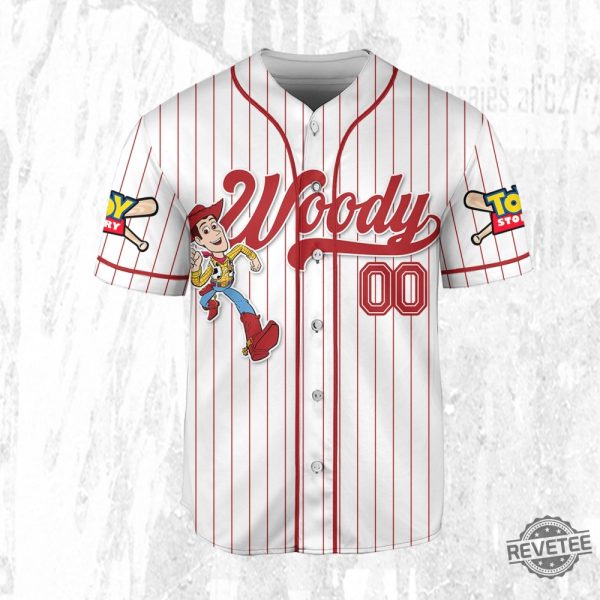 Custom Disney Toy Story Woody Baseball Jersey Sheriff Woody Buzz Lightyear Jersey Woody Jersey revetee 4