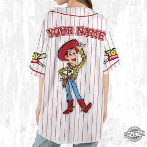 Custom Disney Toy Story Woody Baseball Jersey Sheriff Woody Buzz Lightyear Jersey Woody Jersey revetee 6