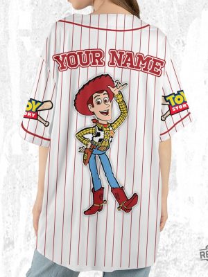 Custom Disney Toy Story Woody Baseball Jersey Sheriff Woody Buzz Lightyear Jersey Woody Jersey revetee 6