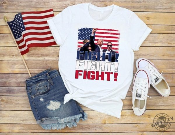 Trump Fight Tshirt Assassination Trump Sweatshirt Trump Shooting Hoodie Trump Supports 2024 Shirt giftyzy 1