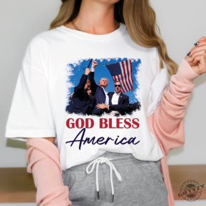 God Bless America Shirt Trump Sweatshirt Trump Shot Fight Hoodie God Bless Trump Tshirt President Donald Trump Shirt giftyzy 2