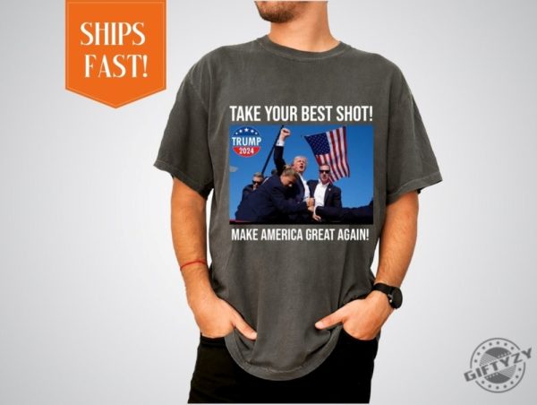 Trump Shot Shirt Donald Trump Tshirt Make America Great Again Sweatshirt Trump Mug Shot Republican Tee Voting For The Felon Hoodie Trump 2024 Shirt giftyzy 1