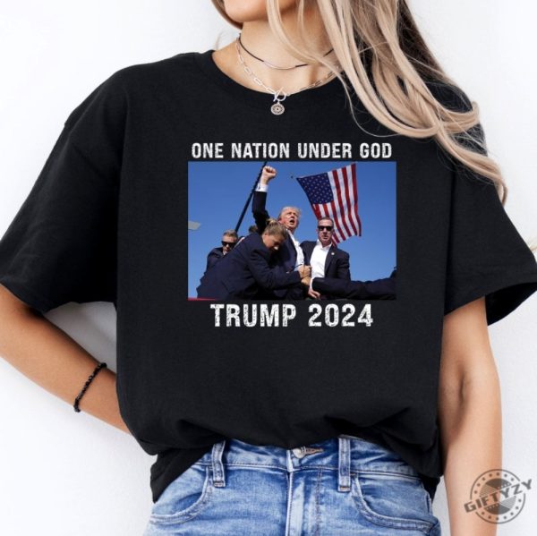 Trump Assassination Attempt Shirt Trump 2024 Tshirt Trump One Nation Under God Shirt giftyzy 1