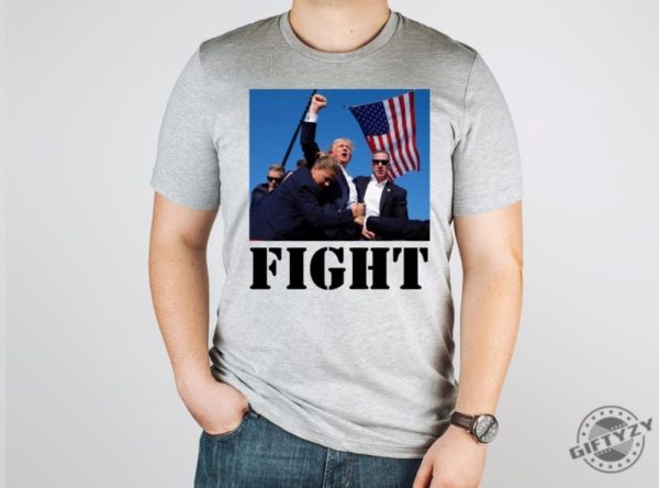 Trump Shot Fight Assassination Attempt Fist Pump American Patriotic 2024 Shirt giftyzy 2