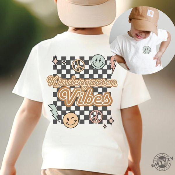Retro Kindergarten Shirt For Boys Kinder Tee For Girls Kids First Day Of School Tshirt Child Back To School Vintage Checkerboard Tshirt giftyzy 1