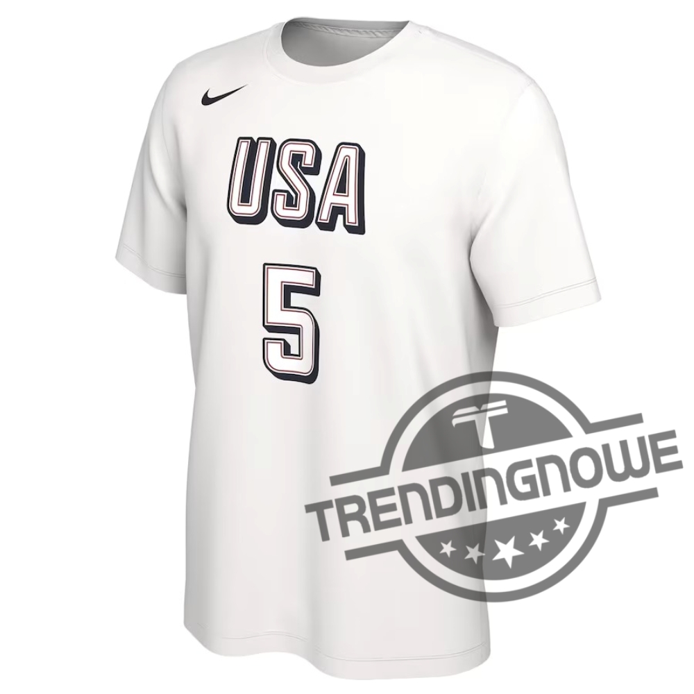 Anthony Edwards Shirt White Nike Anthony Edwards Usa Basketball 2024 Summer Olympics T Shirt