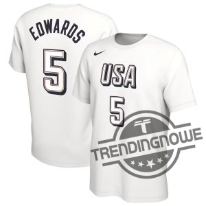 Anthony Edwards Shirt White Nike Anthony Edwards Usa Basketball 2024 Summer Olympics T Shirt trendingnowe 2