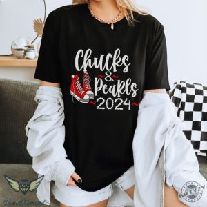 Kamala Harris 2024 Shirt Chucks And Pearls Tshirt Madam President Hoodie Kamala Rally Sweatshirt Presidential Election 2024 Shirt giftyzy 2