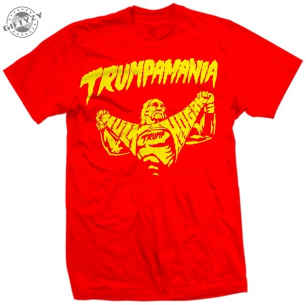 Trumpmania Hulk Hogan Trump Presidentail Retro Hulk Hogan Old School New Red Wrestlemania Wrestling Trumpite Trumpamania Funny Ripping Shirt giftyzy 1