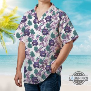 gengar ghost hawaiian shirt and shorts pokemon evolution tropical aloha beach summer button up shirts laughinks 1