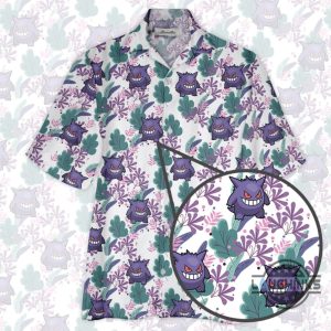 gengar ghost hawaiian shirt and shorts pokemon evolution tropical aloha beach summer button up shirts laughinks 4