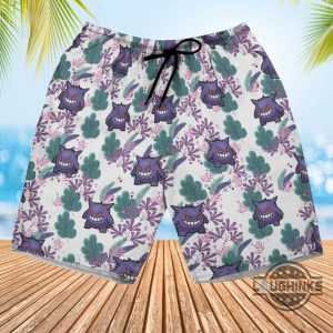 gengar ghost hawaiian shirt and shorts pokemon evolution tropical aloha beach summer button up shirts laughinks 5