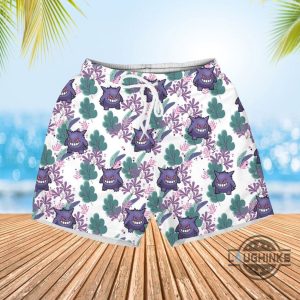 gengar ghost hawaiian shirt and shorts pokemon evolution tropical aloha beach summer button up shirts laughinks 6