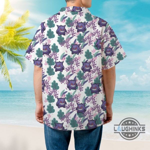 gengar ghost hawaiian shirt and shorts pokemon evolution tropical aloha beach summer button up shirts laughinks 7