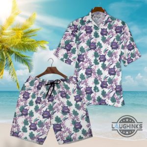 gengar ghost hawaiian shirt and shorts pokemon evolution tropical aloha beach summer button up shirts laughinks 8