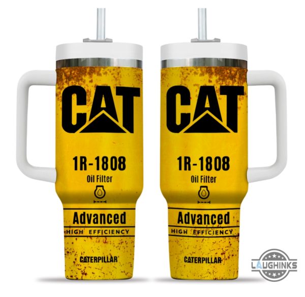 cat oil filter tumbler 40oz personalized cat oil filter cups customized yellow engine oil filter advanced high efficiency caterpillar coffee cup for mechanic laughinks 1