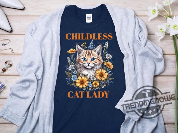 Childless Cat Lady Shirt Childless Cat Lady Kamala Harris T Shirt 2024 Vote Blue Shirt Coconut Tree Harris 47 Shirt trendingnowe 3