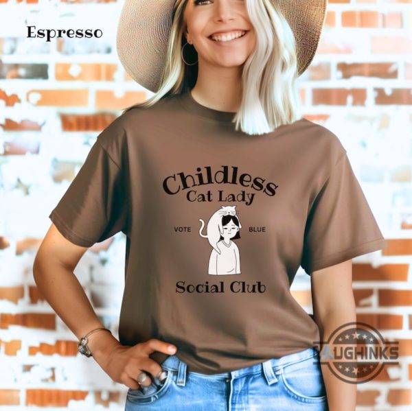 childless cat lady social club shirt vote blue for kamala harris 2024 shirt gift for cat lovers laughinks 6